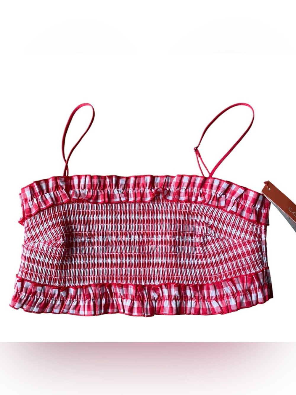 Colsie Size Small Women's Red Gingham Woven Bandeau Bralette New With tags